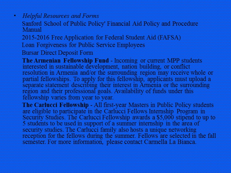 Helpful Resources and Forms      Sanford School of Public Policy'